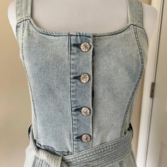Women's Stylish Refuge NWOT Light Denim Button-Front Belted Dress - Size L - Picture 2 of 9